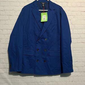 White Houston Men's Blue Double-Breasted Blazer - Size Large - NWT